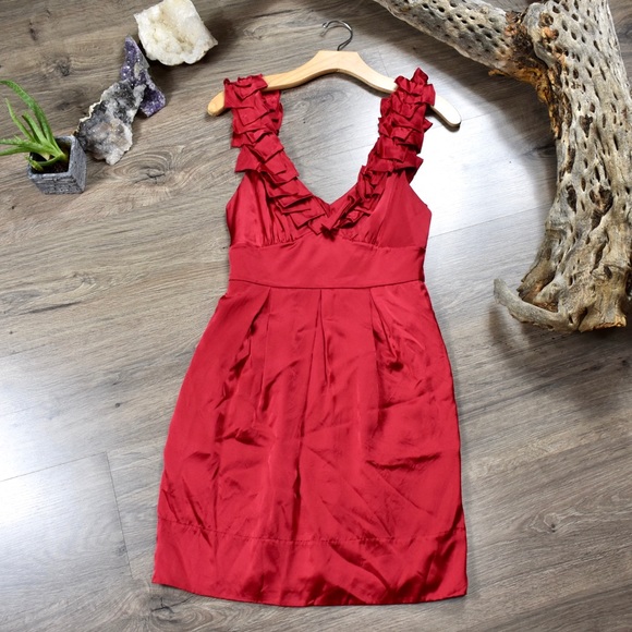 BCBGMaxAzria silk ruffled cocktail mini - Picture 2 of 7